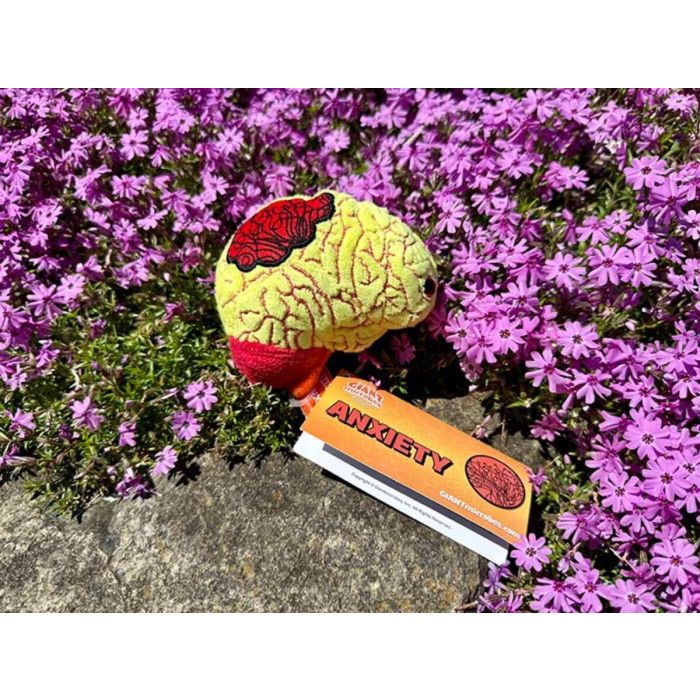 Anxiety plush with flowers