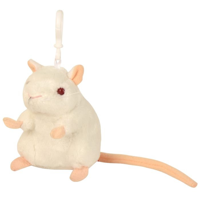 White Lab Mouse key chain angle
