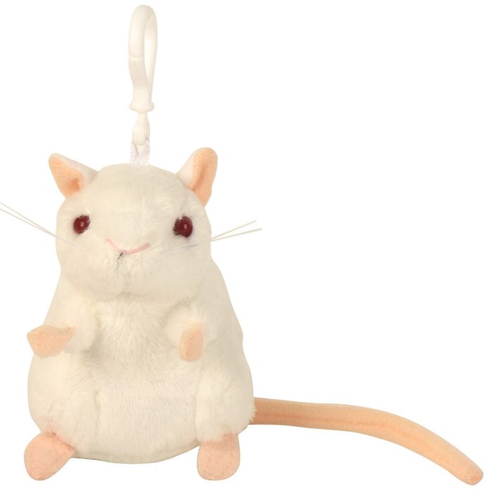 White Lab Mouse key chain front