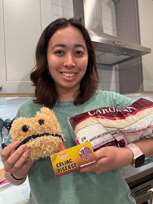 Model with Celiac bad side