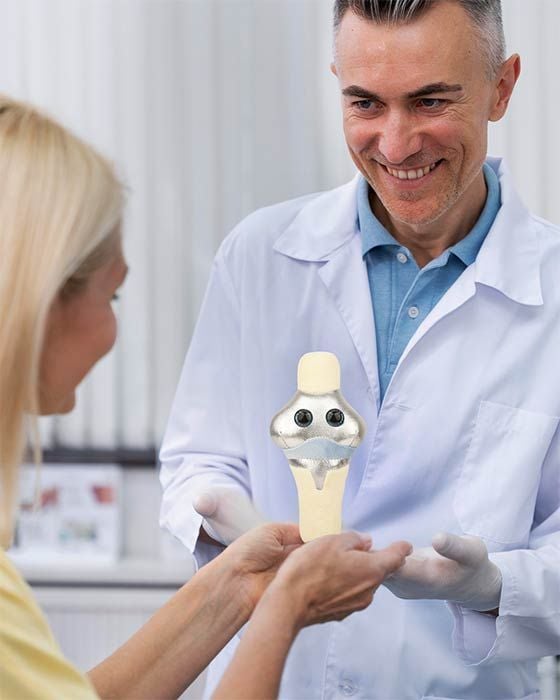 Knee Replacement with patient