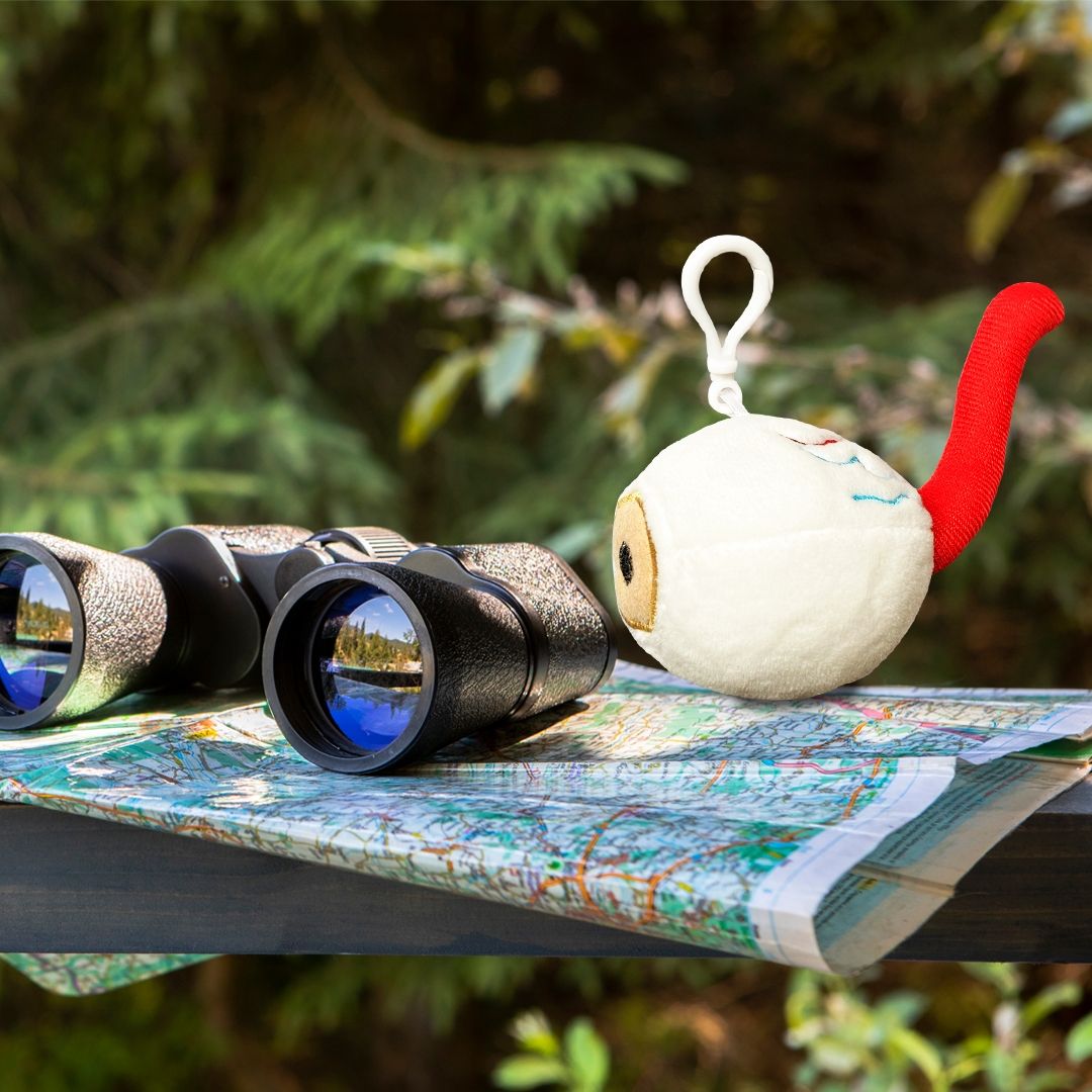 Eye plush using binoculars