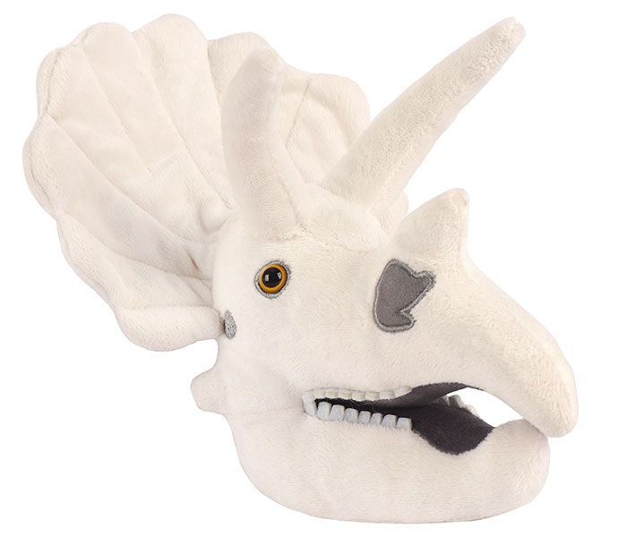 Triceratops skull dino plush angle