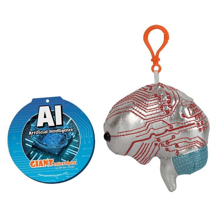 AI Brain plush key chain with tag
