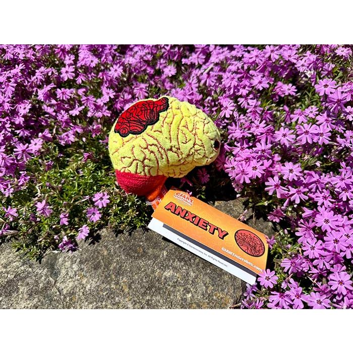 Anxiety plush with flowers