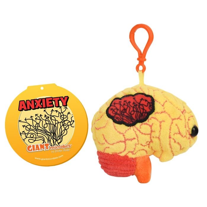Anxiety plush key chain with tag