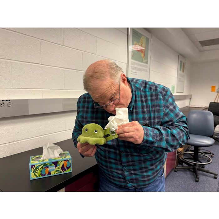 Booger plush sneeze with tissue