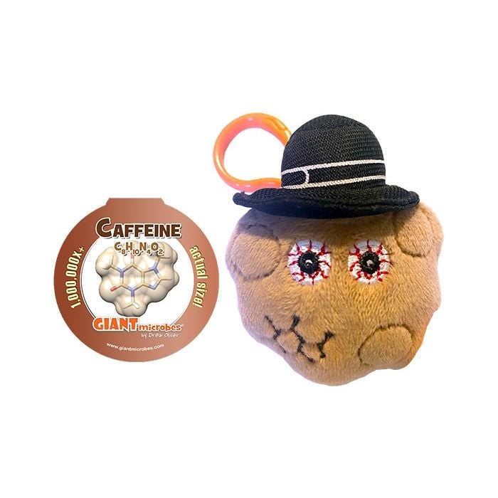 Caffeine plush key chain with tag