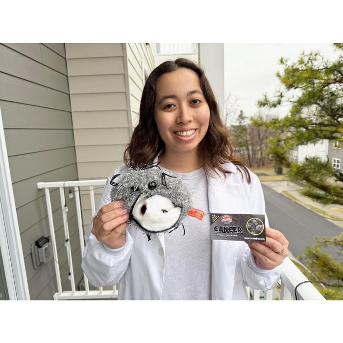 Caitlin with Cancer plush flip Caitlin with Cancer plush flip