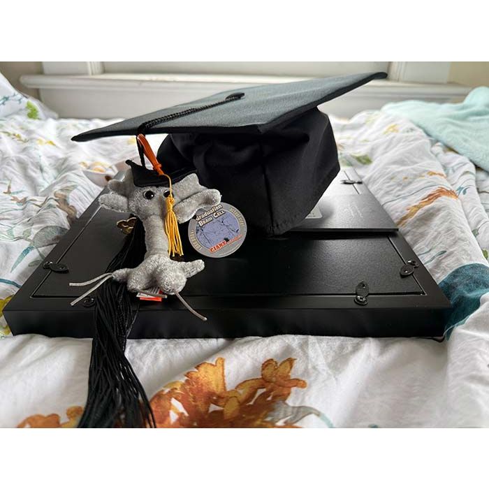 Graduation Brain Cell key chain with cap