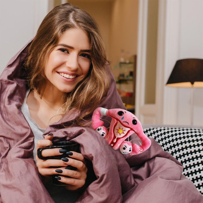 PMS Uterus with blanket and coffee