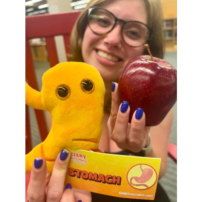 Stomach plush with apple