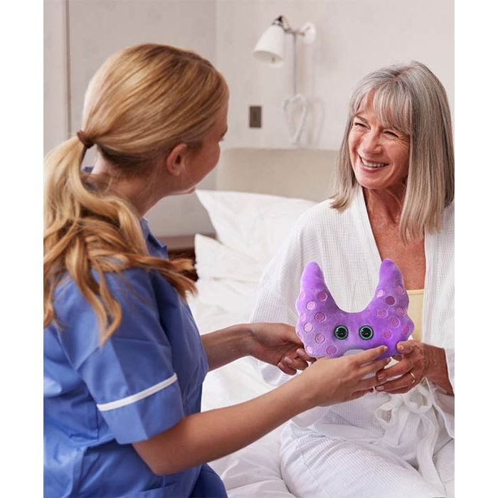 Thyroid plush nurse with patient