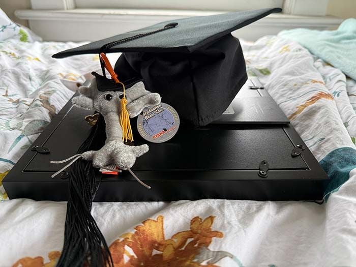 Graduation Brain Cell key chain with cap