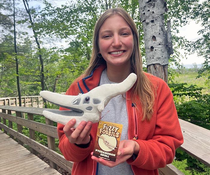 Pteranodon plush in hand