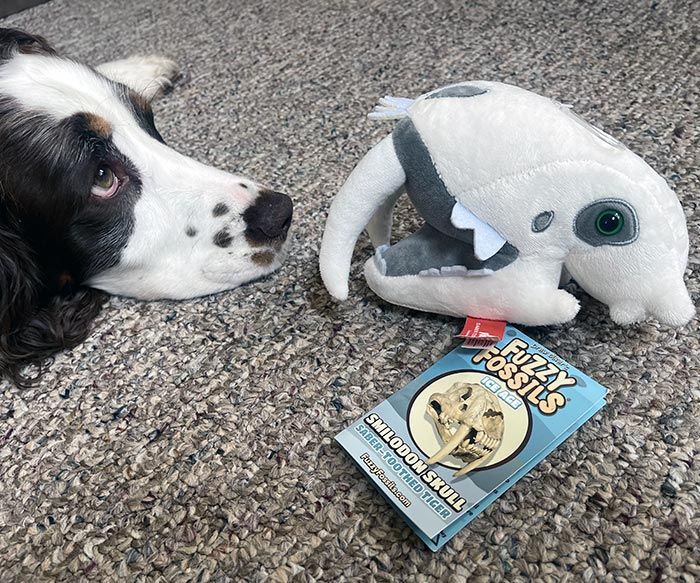 Smilodon plush with dog