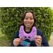Model with Hashimoto plush purple
