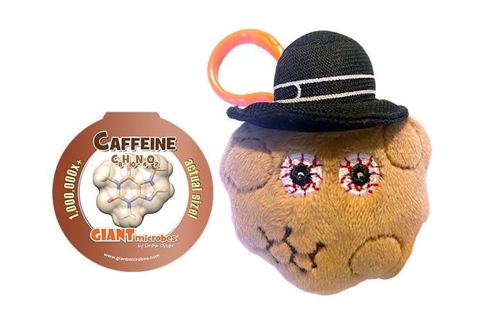 Caffeine plush key chain with tag